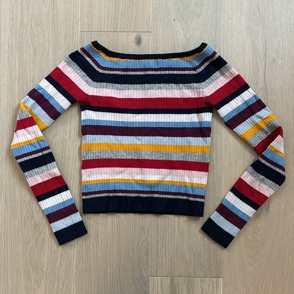 PacSun Kendall & Kylie Long Sleeve Off Shoulder Striped - Picture 3 of 3